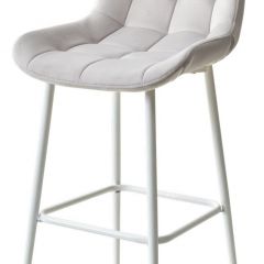Барный стул ХОФМАН, цвет H-09 Светло-серый, велюр / белый каркас М-City в Нижнем Тагиле - nizhniy-tagil.mebel24.online | фото 1