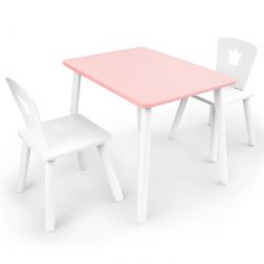 Комплект детской мебели стол и два стула Корона  (Розовый/Белый/Белый) в Нижнем Тагиле - nizhniy-tagil.mebel24.online | фото