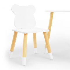 Комплект детской мебели стол и два стула Мишутка (Белый/Белый/Береза) в Нижнем Тагиле - nizhniy-tagil.mebel24.online | фото