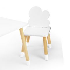 Комплект детской мебели стол и два стула Облачко (Белый/Белый/Береза) в Нижнем Тагиле - nizhniy-tagil.mebel24.online | фото 1