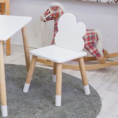 Комплект детской мебели стол и два стула Облачко (Белый/Белый/Береза) в Нижнем Тагиле - nizhniy-tagil.mebel24.online | фото 3