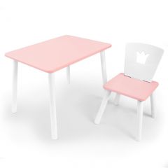 Комплект детской мебели стол и стул Корона (Розовый/Розовый/Белый) в Нижнем Тагиле - nizhniy-tagil.mebel24.online | фото 1