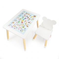 Комплект детской мебели стол и стул Мишутка с накладкой Алфавит (Белый/Белый/Береза) в Нижнем Тагиле - nizhniy-tagil.mebel24.online | фото 2