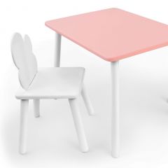 Комплект детской мебели стол и стул Облачко (Розывый/Белый/Белый) в Нижнем Тагиле - nizhniy-tagil.mebel24.online | фото 1