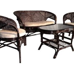 Комплект Пеланги 02/15 с 2-х местным диваном и овальным столом (Темно-коричневый) в Нижнем Тагиле - nizhniy-tagil.mebel24.online | фото 1