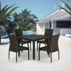 Комплект плетеной мебели T257A/YC379A-W53 Brown (4+1) + подушки на стульях в Нижнем Тагиле - nizhniy-tagil.mebel24.online | фото 1
