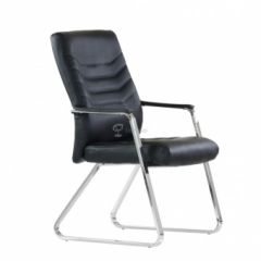 Кресло Barneo K-25 для посетителей и переговорных (хром, черная экокожа) в Нижнем Тагиле - nizhniy-tagil.mebel24.online | фото
