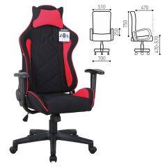 Кресло компьютерное BRABIX GT Racer GM-101 + подушка (ткань) черное/красное (531820) в Нижнем Тагиле - nizhniy-tagil.mebel24.online | фото 2