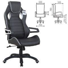Кресло компьютерное BRABIX Techno Pro GM-003 (экокожа черное/серое, вставки серые) 531814 в Нижнем Тагиле - nizhniy-tagil.mebel24.online | фото