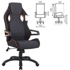 Кресло компьютерное BRABIX Techno Pro GM-003 (ткань черное/серое, вставки оранжевые) 531813 в Нижнем Тагиле - nizhniy-tagil.mebel24.online | фото 2