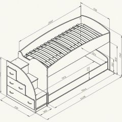 Кровать-чердак "Дюймовочка-4.2"  Дуб молочный/Оранжевый в Нижнем Тагиле - nizhniy-tagil.mebel24.online | фото 3