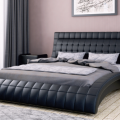 ВИРГИНИЯ Кровать 1600 (экокожа черная) в Нижнем Тагиле - nizhniy-tagil.mebel24.online | фото