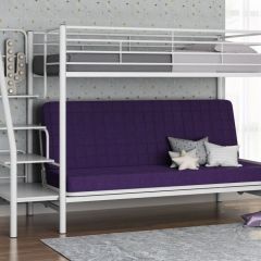 Кровать двухъярусная с диваном "Мадлен-3" (Белый/Фиолетовы) в Нижнем Тагиле - nizhniy-tagil.mebel24.online | фото 1