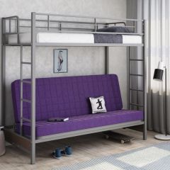 Кровать двухъярусная с диваном "Мадлен" (Серый/Фиолетовый) в Нижнем Тагиле - nizhniy-tagil.mebel24.online | фото 1