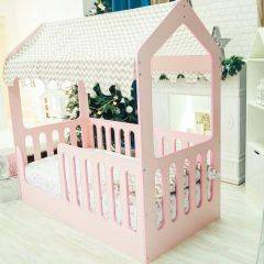 Кровать-домик без ящика 800*1600 (Розовый) в Нижнем Тагиле - nizhniy-tagil.mebel24.online | фото