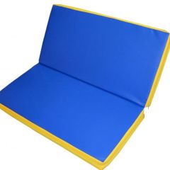 Мат гимнастический 1х1х0,08м складной цв. синий-желтый в Нижнем Тагиле - nizhniy-tagil.mebel24.online | фото 1