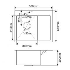 Мойка HD5851L MELANA ProfLine 3,0/200 САТИН врезная прямоугольная с коландером HD5851L в Нижнем Тагиле - nizhniy-tagil.mebel24.online | фото 2