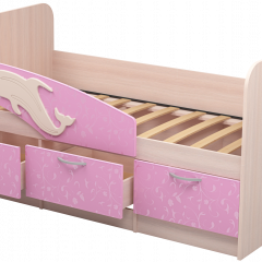Кровать Дельфин 1,6 (Дуб молочный/фасад - Ламарти розовый) в Нижнем Тагиле - nizhniy-tagil.mebel24.online | фото 1