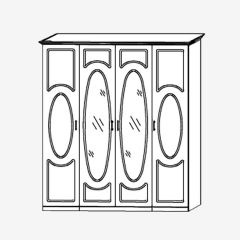 Прованс-2 Шкаф 4-х дверный с 2 зеркалами (Итальянский орех/Груша с платиной черной) в Нижнем Тагиле - nizhniy-tagil.mebel24.online | фото