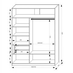 Шкаф-купе 1500 серии NEW CLASSIC K2+K2+B2+PL2(2 ящика+1 штанга+1 полка) профиль «Капучино» в Нижнем Тагиле - nizhniy-tagil.mebel24.online | фото 3