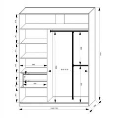 Шкаф-купе 1500 серии NEW CLASSIC K4+K4+B2+PL4 (2 ящика+F обр. штанга) профиль «Капучино» в Нижнем Тагиле - nizhniy-tagil.mebel24.online | фото 3