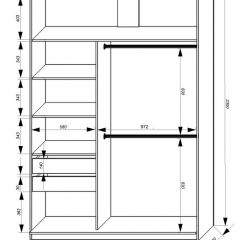 Шкаф-купе 1600 серии SOFT D8+D2+B2+PL4 (2 ящика+F обр.штанга) профиль «Графит» в Нижнем Тагиле - nizhniy-tagil.mebel24.online | фото 2