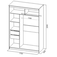 Шкаф-купе №19 Серия 3 Квадро (1700) Ясень Анкор светлый в Нижнем Тагиле - nizhniy-tagil.mebel24.online | фото 4