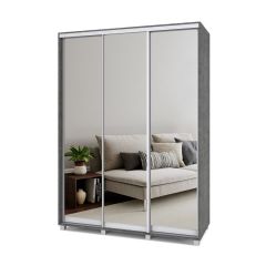 РОЛАНД Шкаф-купе с зеркалами Камень темный (450*1600) Р463 в Нижнем Тагиле - nizhniy-tagil.mebel24.online | фото