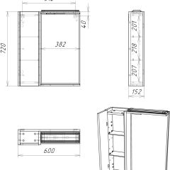 Шкаф-зеркало Uno 60 Дуб ВОТАН левый Домино (DU1512HZ) в Нижнем Тагиле - nizhniy-tagil.mebel24.online | фото 4