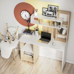 Стол компьютерный Олимп (дуб сонома/белый) в Нижнем Тагиле - nizhniy-tagil.mebel24.online | фото 2