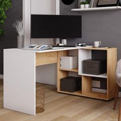 Стол компьютерный угловой СКМУ-4 Белый/Дуб крафт золотой в Нижнем Тагиле - nizhniy-tagil.mebel24.online | фото