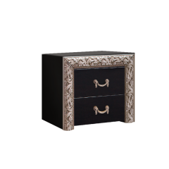 Тумба прикроватная (2 ящика) Тиффани Premium черная/серебро (ТФТП-2(П) в Нижнем Тагиле - nizhniy-tagil.mebel24.online | фото 1