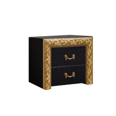 Тумба прикроватная (2 ящика)Тиффани Premium черная/золото (ТФТП-1(П) в Нижнем Тагиле - nizhniy-tagil.mebel24.online | фото