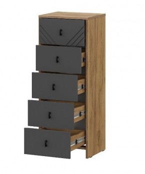 БАЙКАЛ Комод (5 ящиков) Графит/Дуб золотой в Нижнем Тагиле - nizhniy-tagil.mebel24.online | фото 2
