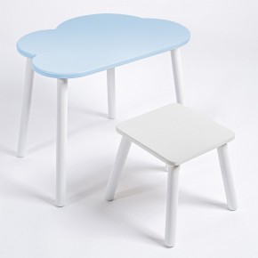 Детский комплект стол ОБЛАЧКО  и табурет Rolti Baby (голубая столешница/белое сиденье/белые ножки) в Нижнем Тагиле - nizhniy-tagil.mebel24.online | фото 1