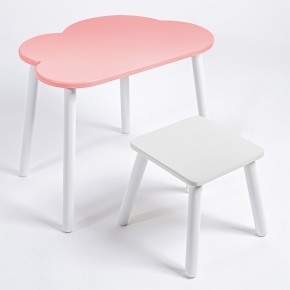 Детский комплект стол ОБЛАЧКО  и табурет Rolti Baby (розовая столешница/белое сиденье/белые ножки) в Нижнем Тагиле - nizhniy-tagil.mebel24.online | фото