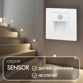 DK1020-WH Светильник встраиваемый в стену c датчиком движения, IP 20, LED 3000, 1 Вт, белый, пластик в Нижнем Тагиле - nizhniy-tagil.mebel24.online | фото 2