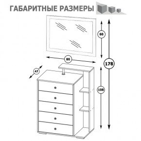 Камелия Комод + Зеркало, цвет белый, ШхГхВ 80х46,8х178 см., НЕ универсальная сборка в Нижнем Тагиле - nizhniy-tagil.mebel24.online | фото 6