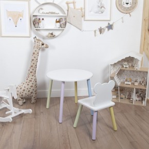 Комплект детский стол КРУГЛЫЙ и стул МИШКА ROLTI Baby (белая столешница/белое сиденье/цветные ножки) в Нижнем Тагиле - nizhniy-tagil.mebel24.online | фото