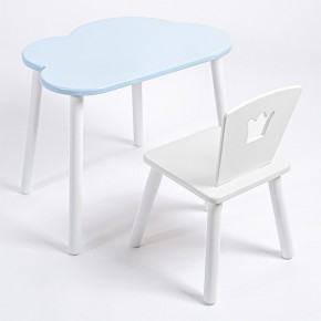 Комплект детский стол ОБЛАЧКО и стул КОРОНА ROLTI Baby (голубая  столешница/белое сиденье/белые ножки) в Нижнем Тагиле - nizhniy-tagil.mebel24.online | фото