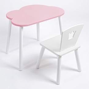 Комплект детский стол ОБЛАЧКО и стул КОРОНА ROLTI Baby (розовая столешница/белое сиденье/белые ножки) в Нижнем Тагиле - nizhniy-tagil.mebel24.online | фото
