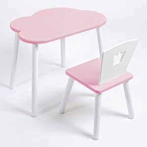 Комплект детский стол ОБЛАЧКО и стул КОРОНА ROLTI Baby (розовая столешница/розовое сиденье/белые ножки) в Нижнем Тагиле - nizhniy-tagil.mebel24.online | фото