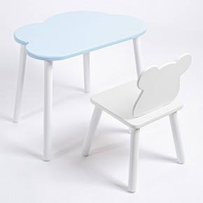 Комплект детский стол ОБЛАЧКО и стул МИШКА ROLTI Baby (голубая столешница/белое сиденье/белые ножки) в Нижнем Тагиле - nizhniy-tagil.mebel24.online | фото 1
