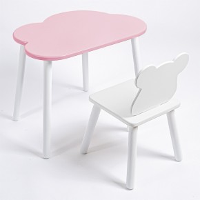 Комплект детский стол ОБЛАЧКО и стул МИШКА ROLTI Baby (розовая столешница/белое сиденье/белые ножки) в Нижнем Тагиле - nizhniy-tagil.mebel24.online | фото