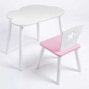 Комплект детский стол ОБЛАЧКО и стул ЗВЕЗДА ROLTI Baby (белая столешница/розовое сиденье/белые ножки) в Нижнем Тагиле - nizhniy-tagil.mebel24.online | фото
