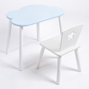 Комплект детский стол ОБЛАЧКО и стул ЗВЕЗДА ROLTI Baby (голубая столешница/белое сиденье/белые ножки) в Нижнем Тагиле - nizhniy-tagil.mebel24.online | фото