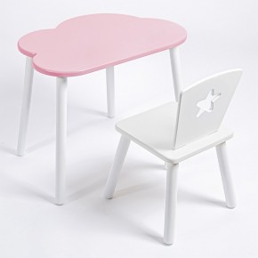 Комплект детский стол ОБЛАЧКО и стул ЗВЕЗДА ROLTI Baby (розовая столешница/белое сиденье/белые ножки) в Нижнем Тагиле - nizhniy-tagil.mebel24.online | фото