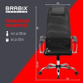 Кресло BRABIX PREMIUM "Ultimate EX-800" хром, плотная двойная сетка Х2, черное, 532911 в Нижнем Тагиле - nizhniy-tagil.mebel24.online | фото 6