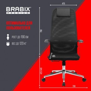 Кресло BRABIX PREMIUM "Ultimate EX-801" хром, плотная двойная сетка Х2, черное, 532917 в Нижнем Тагиле - nizhniy-tagil.mebel24.online | фото 7