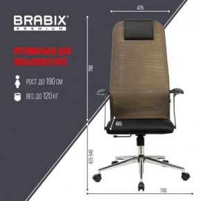 Кресло BRABIX PREMIUM "Ultimate EX-801" хром, плотная двойная сетка Х2, черное/коричневое, 532920 в Нижнем Тагиле - nizhniy-tagil.mebel24.online | фото 6